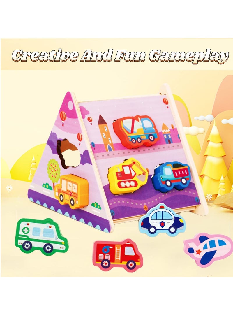 Wooden Toddler Puzzles Gifts Toys, Infant Kid Learning Educational, Transportation Jigsaw Shape Jigsaw Eco Friendly Child Kid Montessori Stem Travel Toy for 1 2 3 Year Old Boys Girls Baby