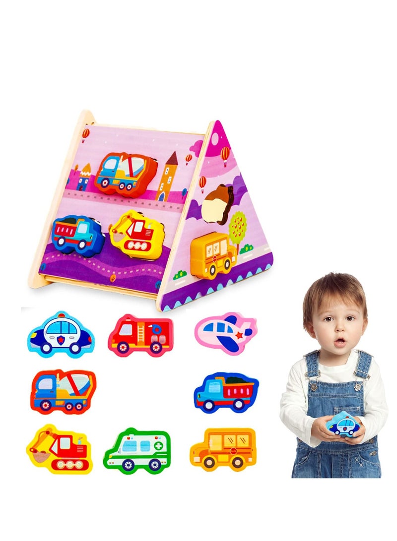 Wooden Toddler Puzzles Gifts Toys, Infant Kid Learning Educational, Transportation Jigsaw Shape Jigsaw Eco Friendly Child Kid Montessori Stem Travel Toy for 1 2 3 Year Old Boys Girls Baby