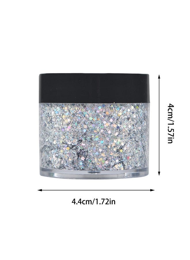 Colorful Sparkling Body Glitter Mermaid Sequins Chunky Glitter Gel Hair Glitter Gel Festival Glitter Cosmetic For Face Hair Nails Stage Bride Makeup Long Lasting 30Ml (Silver)
