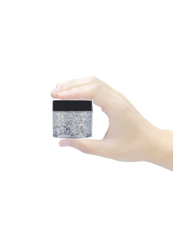 Colorful Sparkling Body Glitter Mermaid Sequins Chunky Glitter Gel Hair Glitter Gel Festival Glitter Cosmetic For Face Hair Nails Stage Bride Makeup Long Lasting 30Ml (Silver)