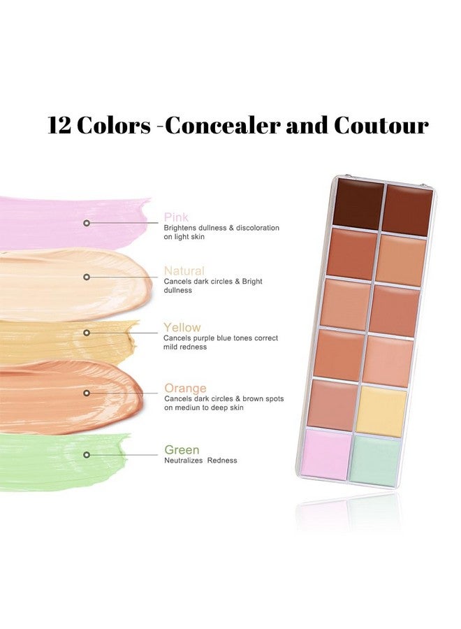 Cream Concealer Palette 12 Colors Makeup Contour Face Contouring Cream Palette Full Coverage Camouflage Base Foundation Makeup Palette Professional Daily Makeup