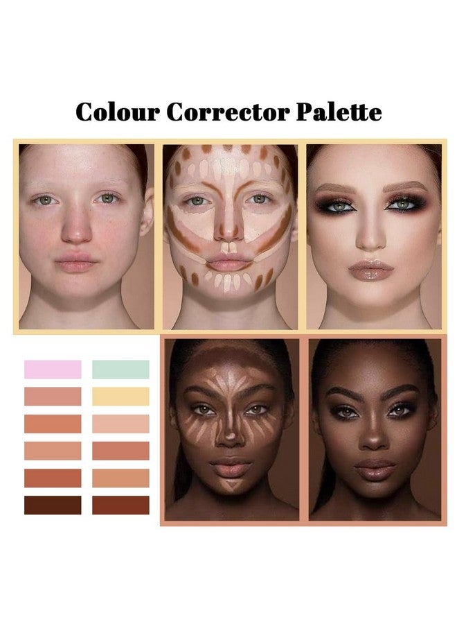 Cream Concealer Palette 12 Colors Makeup Contour Face Contouring Cream Palette Full Coverage Camouflage Base Foundation Makeup Palette Professional Daily Makeup