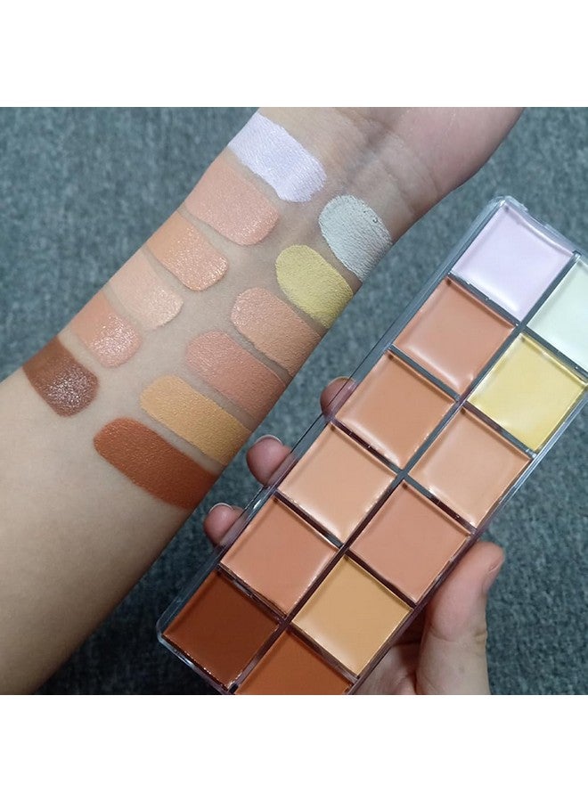 Cream Concealer Palette 12 Colors Makeup Contour Face Contouring Cream Palette Full Coverage Camouflage Base Foundation Makeup Palette Professional Daily Makeup