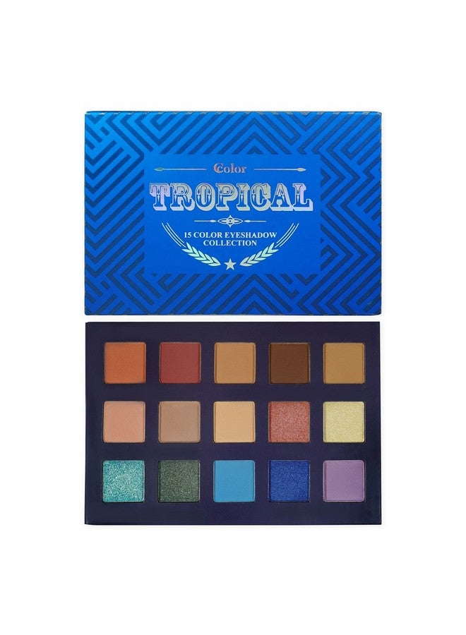 Cosmetics Tropical 15 Color Eyeshadow Palette Highly Pigmented Long Wearing Easy To Blend Bright Blues Neutral Matte & Shimmer Eye Shadow Professionally Formulated Eye Makeup
