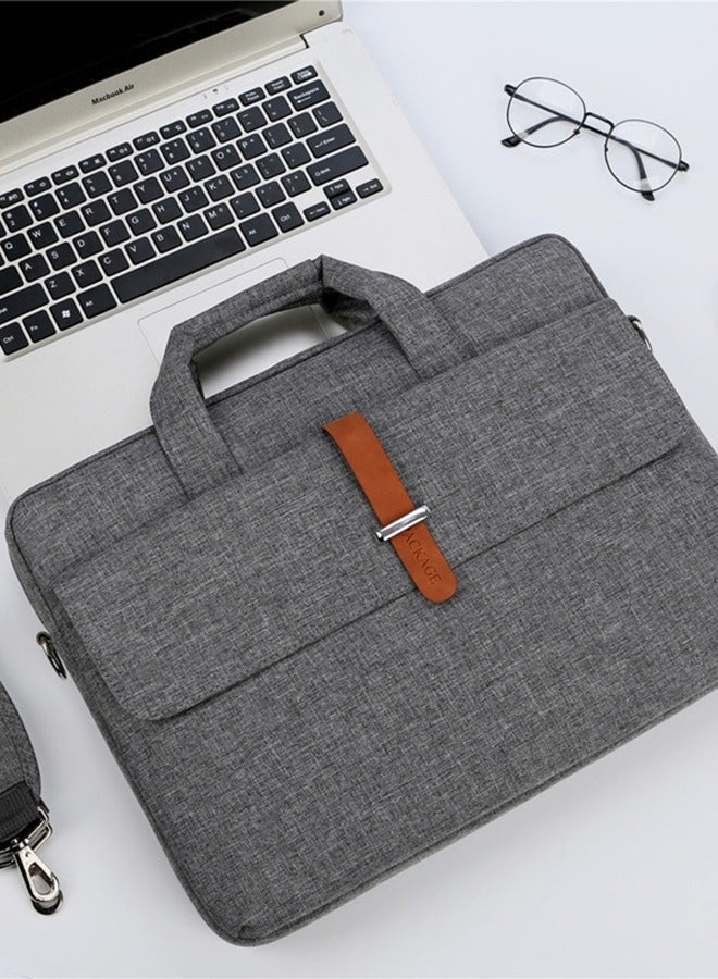 14 inch Brief Bussiness Office Laptop Bag Large Capacity Briefcase Shoulder Bag Messenger Bag Computer and Tablet Carrying Case for Men and Women Work School Travel Grey