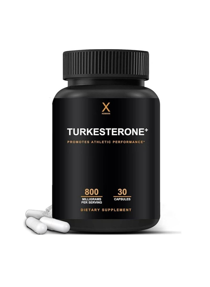 Turkesterone 800mg - for Muscular Development & Dynamic Athletic Performance - Natural Anabolic - Non GMO, Vegan - 30 Caps