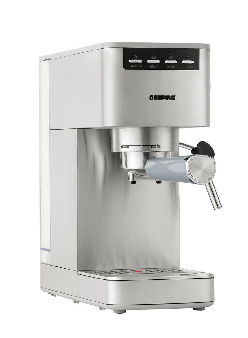 Espresso and Cappuccino Coffee Maker Machine Equipped with 20 Bar High Pressure Pump and Powerful Steam System Makes Cappuccino, Lattes, Espresso, Macchiato, Mocha 1.4 L 1450 W GCM1415SS Silver