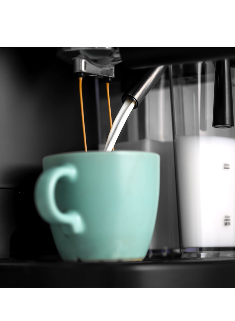 Espresso and Cappuccino Coffee Machine, Equipped with 20 Bar High Pressure Pump and Powerful Steam System, Makes Cappuccino, Lattes, Espresso, Macchiato, Mocha 1.5 L 1250 W GCM1215SA Silver/ Black