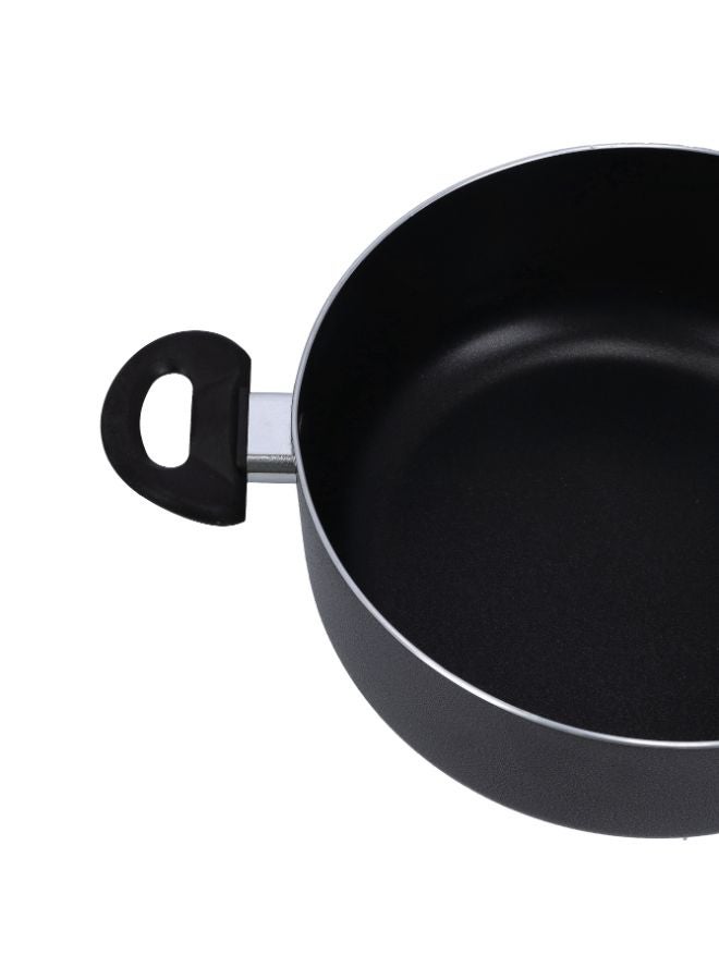 7-Piece Aluminium Marble Coated Cookware Set Black 24x11cm