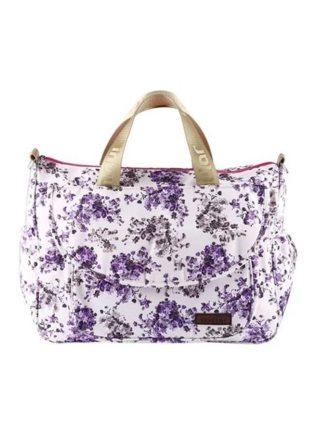 Goolsky Multifunctional Floral Print Travel Nappy Bag Simple Shape With Bottle Bag And Shoulder Strap