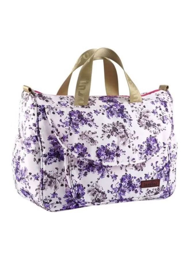 Goolsky Multifunctional Floral Print Travel Nappy Bag Simple Shape With Bottle Bag And Shoulder Strap