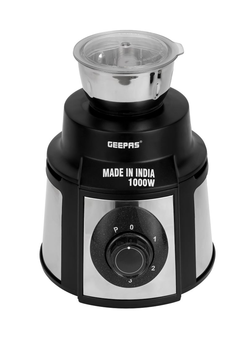 5 in1 Blender/ Mixer Grinder, Sturdy Stainless Steel Finish Body, Super Efficient Sharp Blades, Unbreakable Polycarbonate Jar Caps, Stainless Steel Polished Jar, Powerful Copper Motor 1.5 L 1000 W GSB44108 Black & silver