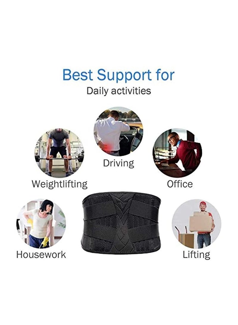 Stabilizing Lumbar Lower Back Brace Support Belt with Dual Breathable Waist for Sciatica Herniated Disc Scoliosis Pain Relief