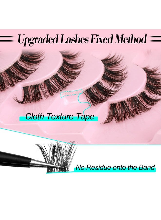 Cluster Lashes 56 Wisps Diy Lashes Natural Look Cat Eye Clear Band Mink Lashes Pack Wispy Fluffy 3D Curl False Eyelashes By Alice