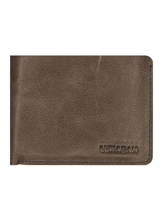 Lukadah Classic Handcrafted Bi-Fold Genuine Full Grain Animal Hide Real Crazy Horse Leather Wallet for Men's (Brown Seaweed)