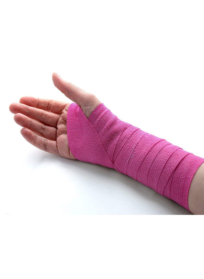 Cohesive Bandages 12 Rolls 10 Colour Self Adherent Non Woven Bandage Wrap Pet Vet Elastic Sports Water Repellent Breathable for Wrist Ankle Strains Sprains Swelling