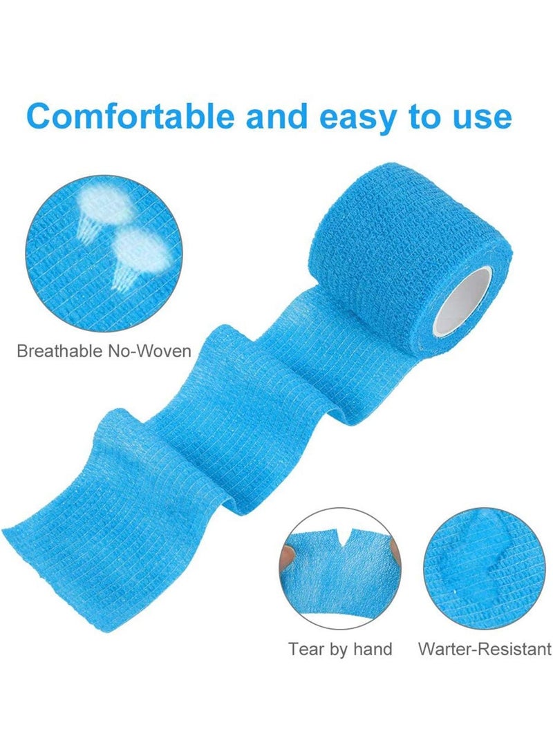 Cohesive Bandages 12 Rolls 10 Colour Self Adherent Non Woven Bandage Wrap Pet Vet Elastic Sports Water Repellent Breathable for Wrist Ankle Strains Sprains Swelling