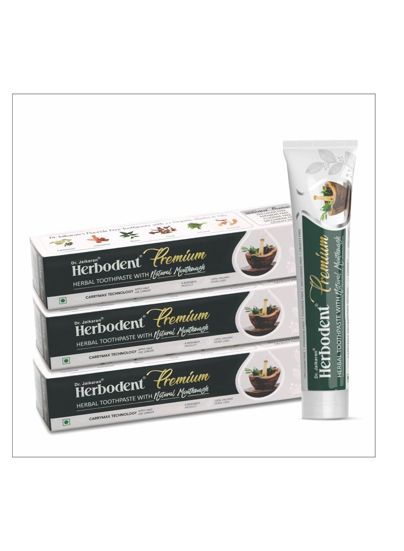 Dr. Jaikaran Herbodent Premium Complete Herbal Oral Care Toothpaste Immunity with Goodness of 21 Natural Herbs Pack of 3