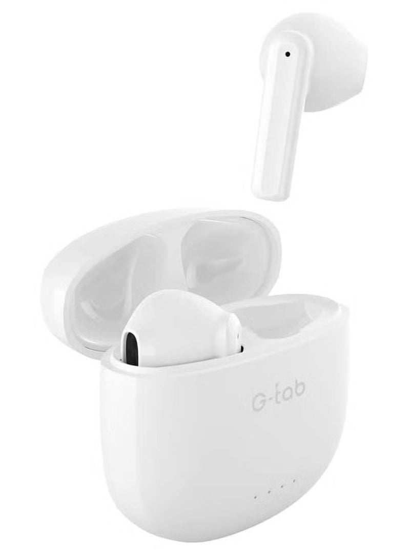 G tab Wireless Earbuds X5 Bluetooth V5.3 Wireless Headset Earphones with Dual Mic Noice Cancelation White