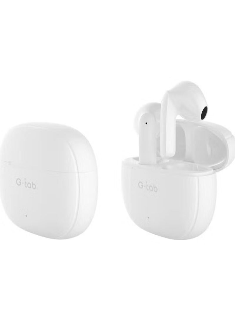 G tab Wireless Earbuds X5 Bluetooth V5.3 Wireless Headset Earphones with Dual Mic Noice Cancelation White