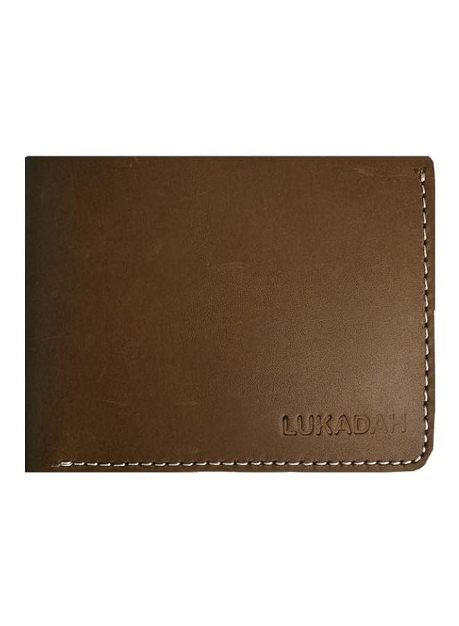 Lukadah Classic Handcrafted Bi-Fold Genuine Full Grain Animal Hide Real Pull Up Leather Wallet for Men's (Soft Brown)