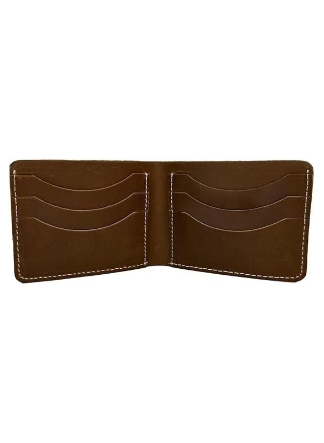 Lukadah Classic Handcrafted Bi-Fold Genuine Full Grain Animal Hide Real Pull Up Leather Wallet for Men's (Soft Brown)