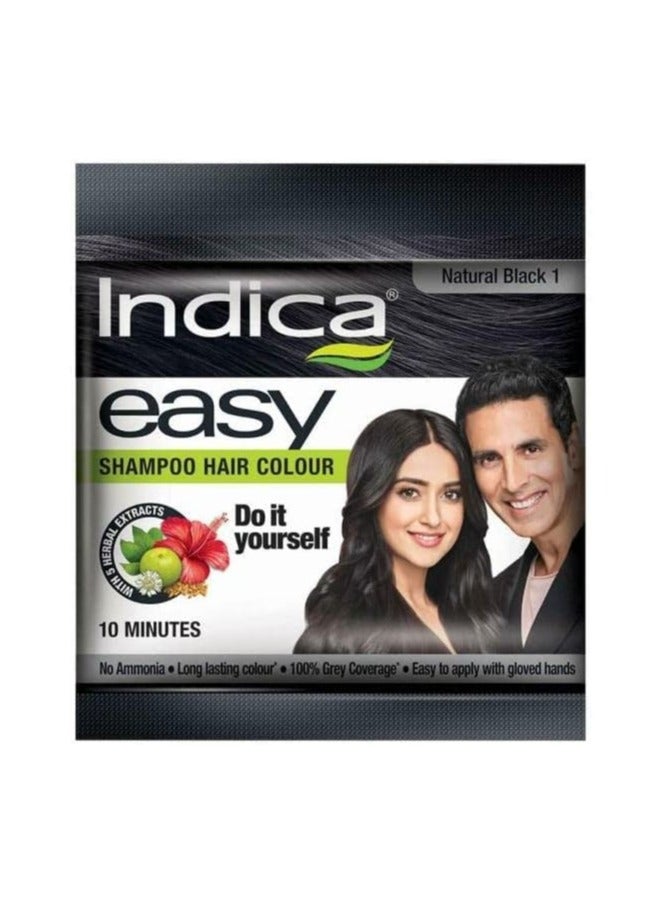 Indica Easy 10 Minutes Hair Color Shampoo Natural Black Colour Pack of 12