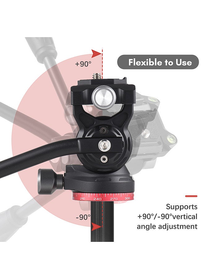 Andoer Compact Video Fluid Head Pan Tilt Tripod Head Panorama Ballhead Tripod Mount Aluminum Alloy 1/4 Inch Screw 10kg/22lbs Load Capacity with Handle Quick Release Plate
