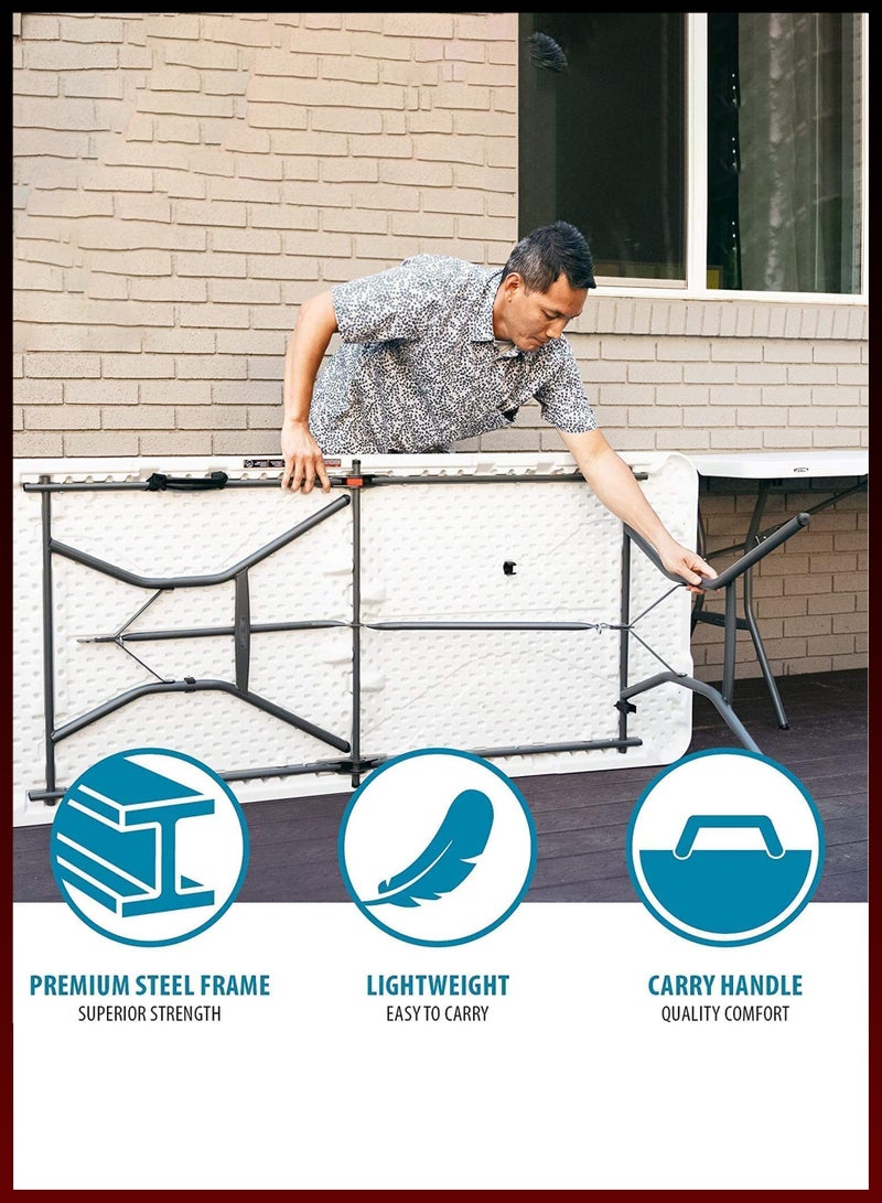 Portable Heavy Duty 180cm Folding Table For Indoor And Outdoor Events Home Kitchen Camping Hiking Beach Picnics BBQs Garden Parties Lightweight Aluminium Trestle Convenient Carry Handle Multipurpose R
