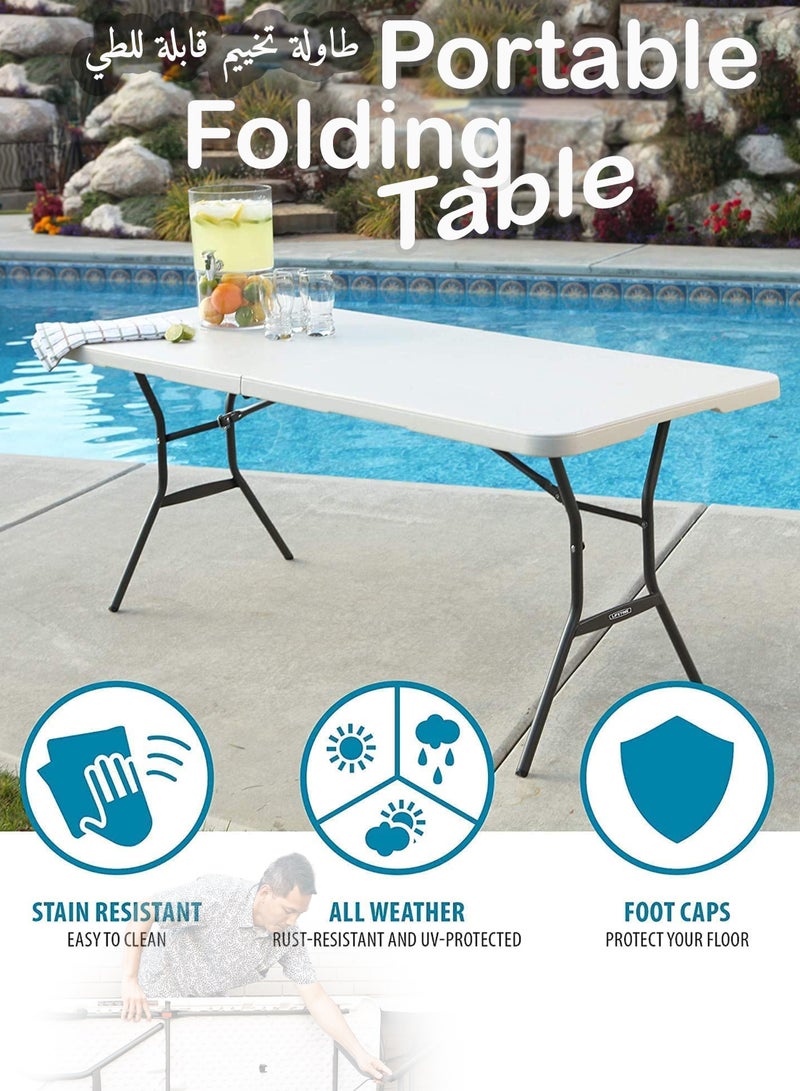 Portable Heavy Duty 180cm Folding Table For Indoor And Outdoor Events Home Kitchen Camping Hiking Beach Picnics BBQs Garden Parties Lightweight Aluminium Trestle Convenient Carry Handle Multipurpose R
