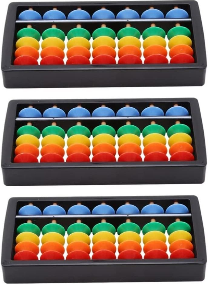 Abacus 3pcs Chinese Rainbow Color Column Soroban Vintage Calculator Math Counting Tool Toy for Students Kid Adult Educational Brain Teaser Toys Gift