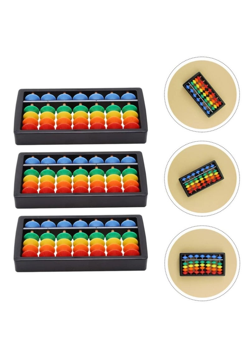 3pcs Chinese Abacus Rainbow Color Column Soroban Vintage Calculator Math Counting Tool Toy for Students Kid