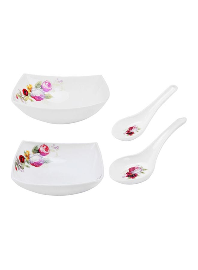 71-Piece Opal Hard Square Dinner Set White/Pink/Red