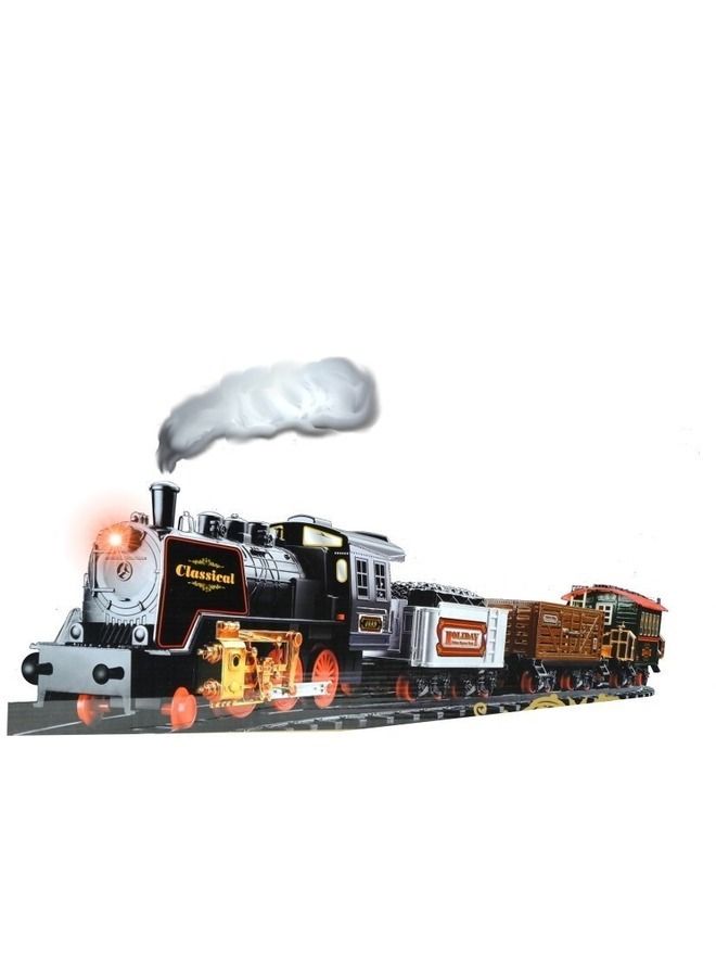 21 Pcs Railway's Classic Steam Train Classic Train Set with Big Wagons 650cm
