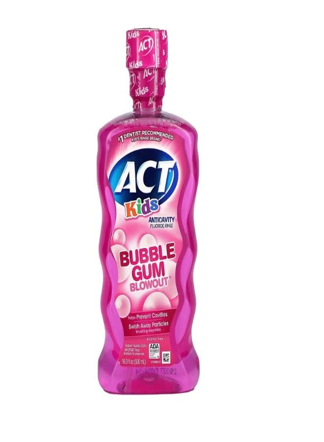 Kids Anticavity Fluoride Rinse Alcohol Free Bubble Gum Blowout 16.9 fl oz 500 ml