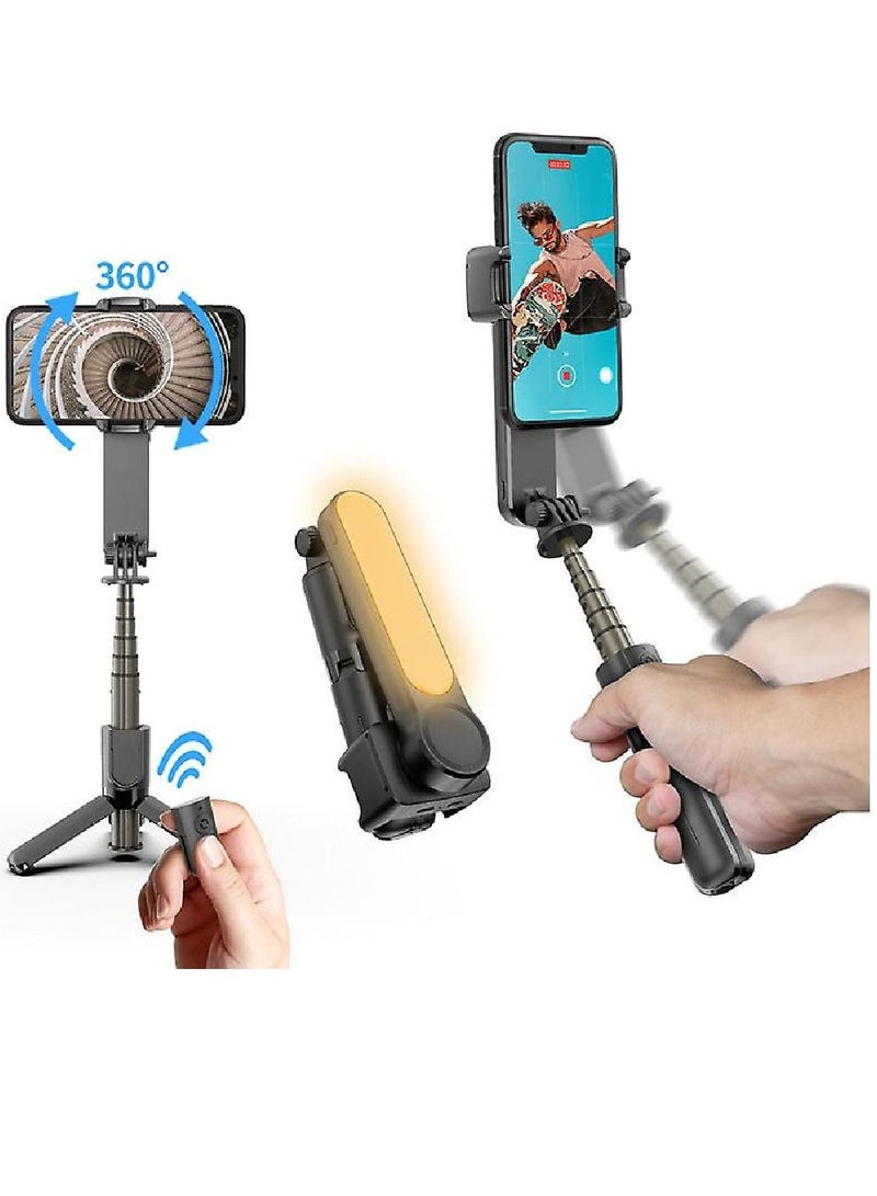 L09 Foldable Mini Handheld Selfie Stick Tripod Smartphone 1-Axis Gimbal Stabilizer with Multifunction Remote 360°Automatic Rotation For iPhone Android