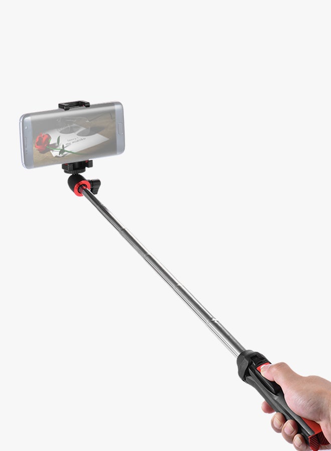 Handheld Mini Tripod Selfie Stick With Bluetooth Shutter For Smartphones/GoPro Black/Red