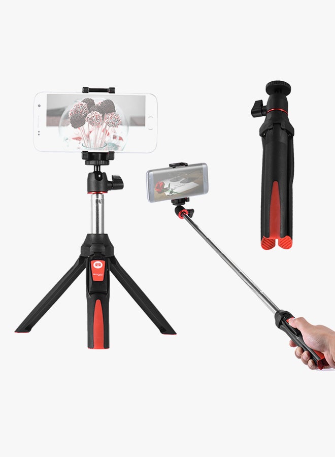 Handheld Mini Tripod Selfie Stick With Bluetooth Shutter For Smartphones/GoPro Black/Red