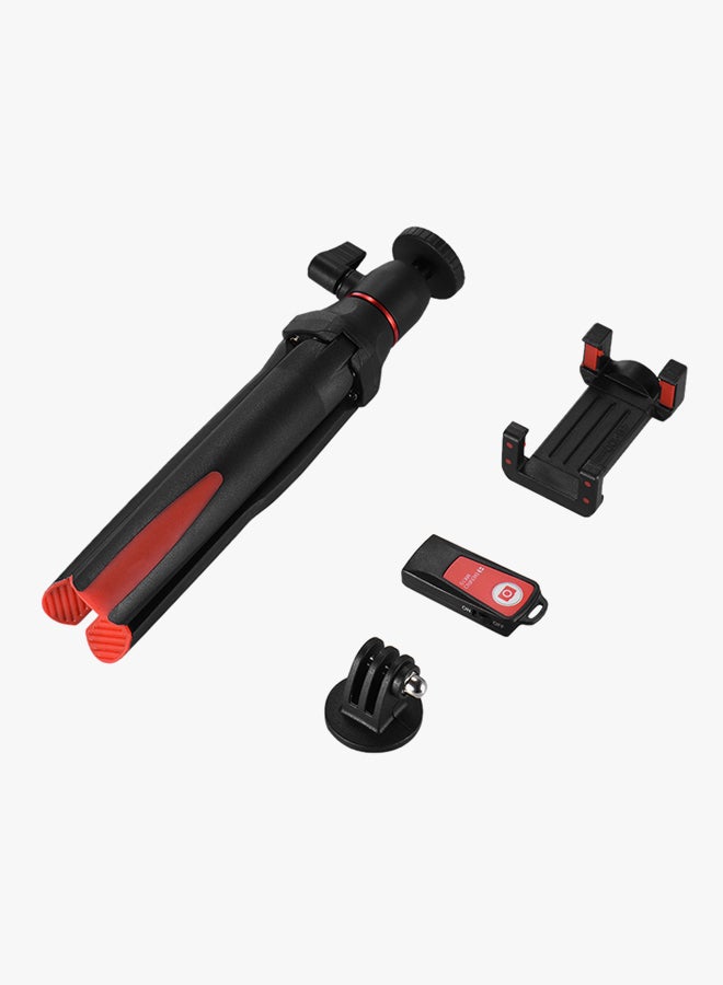 Handheld Mini Tripod Selfie Stick With Bluetooth Shutter For Smartphones/GoPro Black/Red