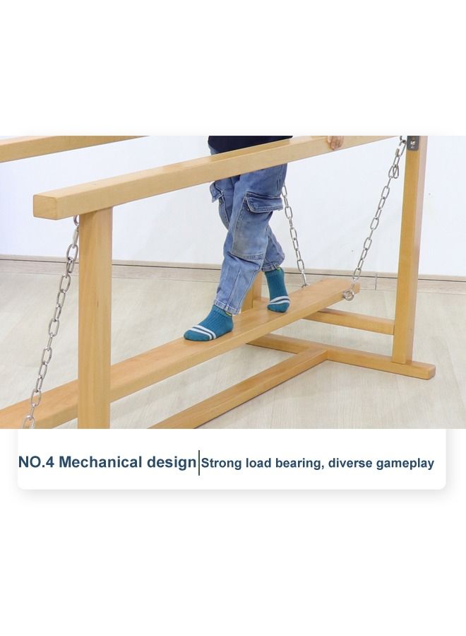Kids Indoor Wooden Bridge Swing Balance Beam Playsets Sensory Room Jungle Gym Equipment