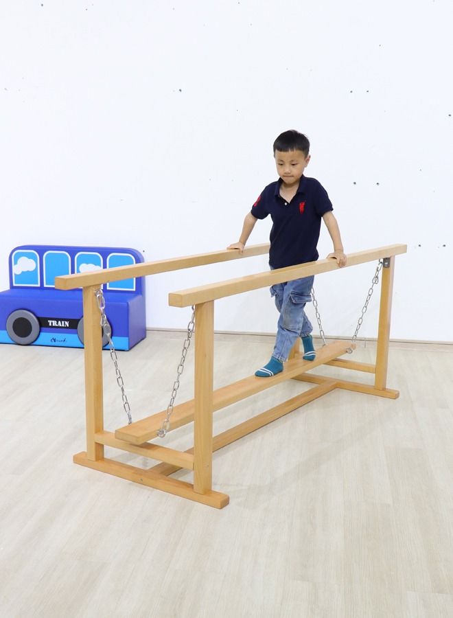 Kids Indoor Wooden Bridge Swing Balance Beam Playsets Sensory Room Jungle Gym Equipment