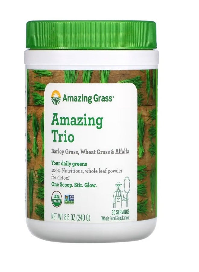 Amazing Trio Barley Grass Wheat Grass Alfalfa 8.5 oz 240 g