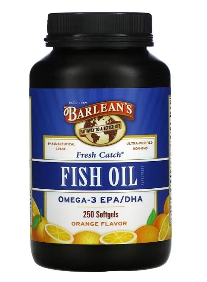 Fresh Catch Fish Oil Supplement Omega3 EPA/DHA Orange 250 Softgels