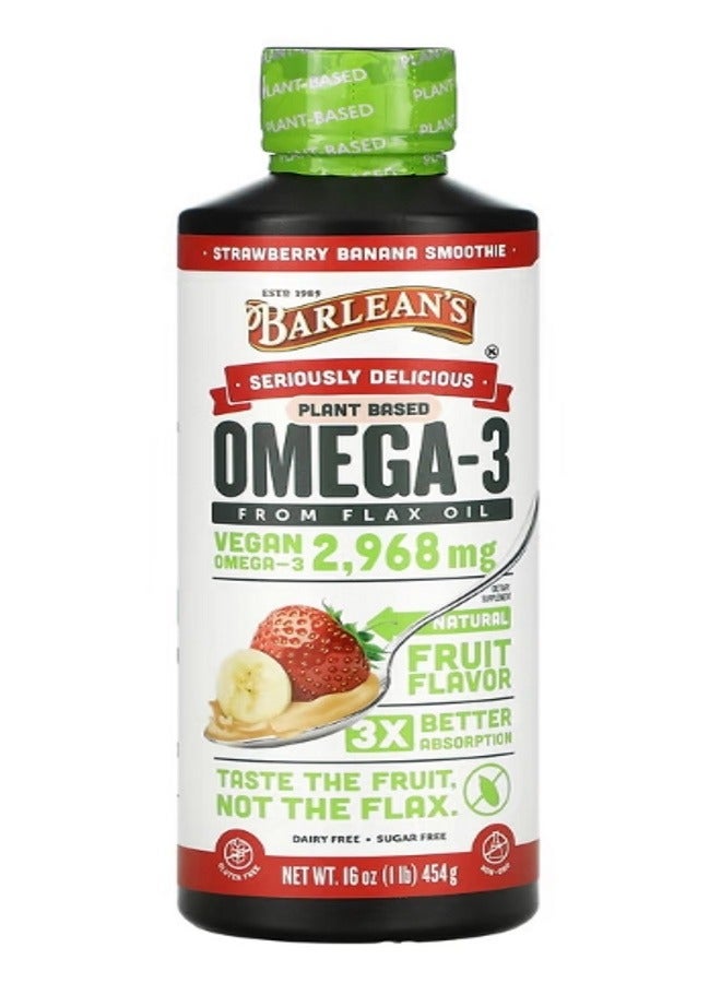 Seriously Delicious Omega3 from Flax Oil Strawberry Banana Smoothie 2968 mg 16 oz 454 g