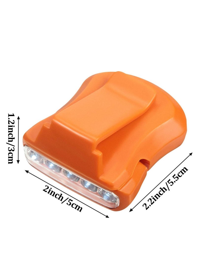 SYOSI 6 Pieces Ultra Bright Mini Hands Free 5 LED Clip on Cap Light - Rechargeable Waterproof Hat Flashlight Headlamp for Hunting Camping Running Fishing(Black, Orange)