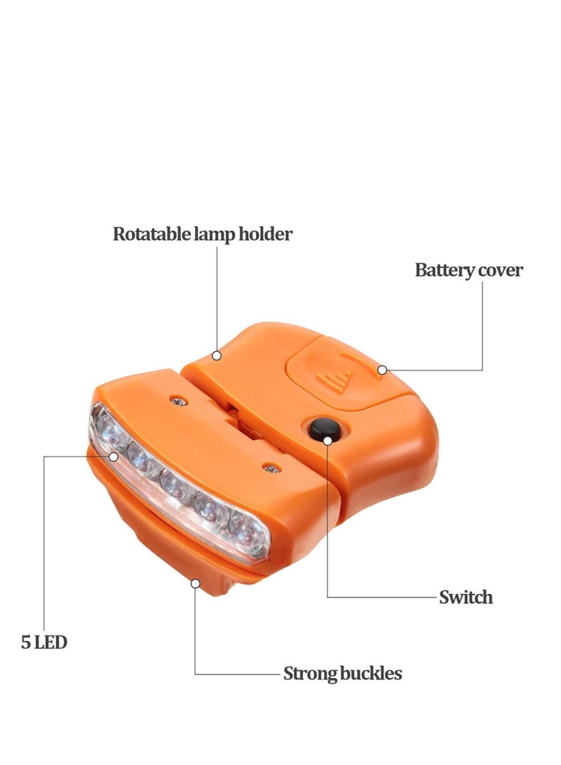SYOSI 6 Pieces Ultra Bright Mini Hands Free 5 LED Clip on Cap Light - Rechargeable Waterproof Hat Flashlight Headlamp for Hunting Camping Running Fishing(Black, Orange)