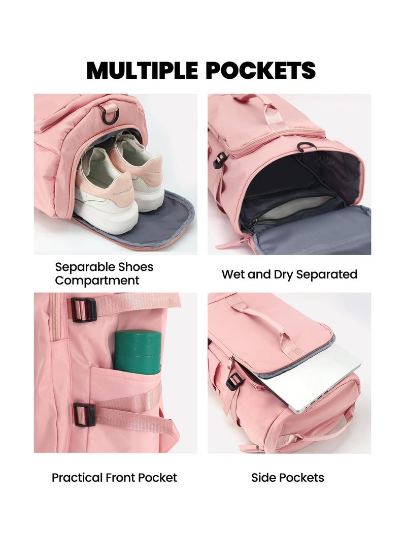 Sports Duffle Travel Handbag Gym Backpack with Shoes Compartment Dry Wet Seperated Multifunctional Overnight GymBag for Men and Women Shoulder Weekend Bag