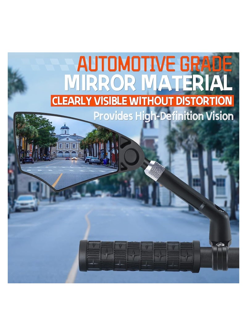 Bike Mirror, Anti-Glare Handlebar Bicycle Rear View Mirror, Retractable and 360° Rotation Adjustable, HD View Stable Image, for 20-23mm Handlebar (Left)