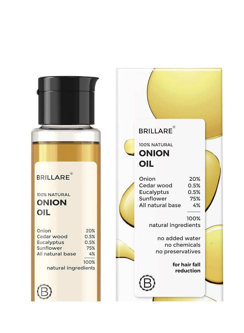 Brillare Onion Hair Oil with the Goodness of Cedar Wood Sunflower Oil for Hair Fall Control 100% Natural Hair Oil