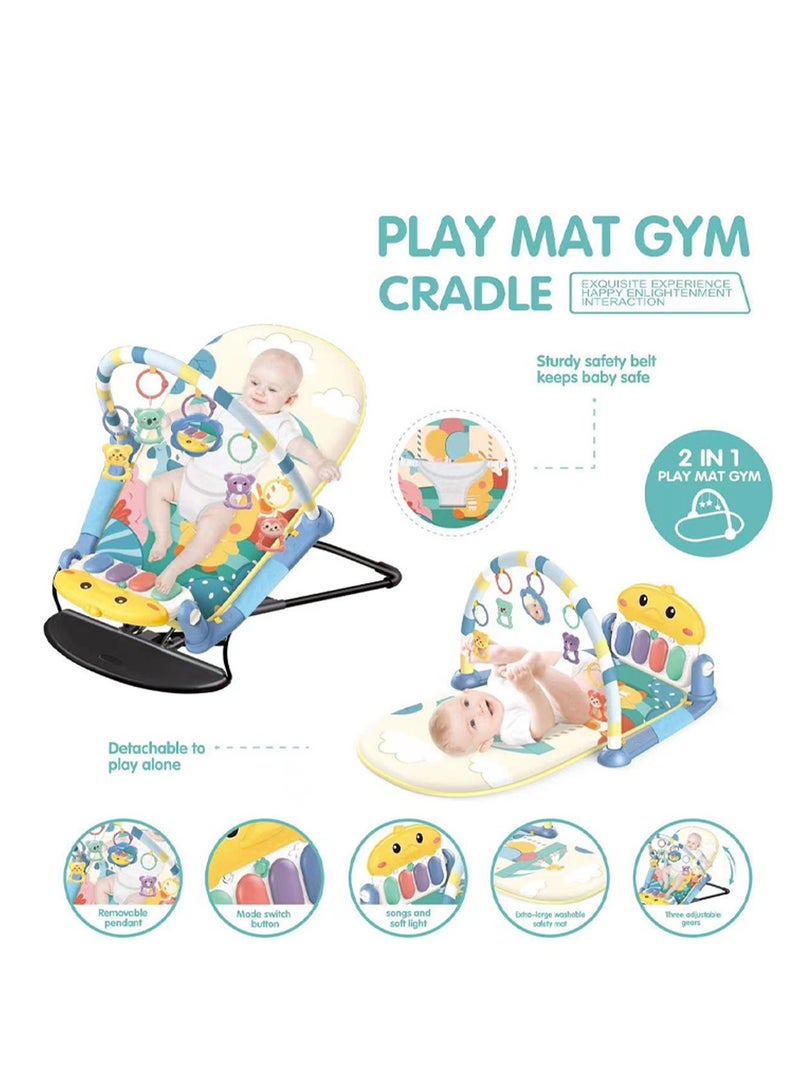 2 in 1 Baby Play Mat Gym with Adjustable Cradle -A